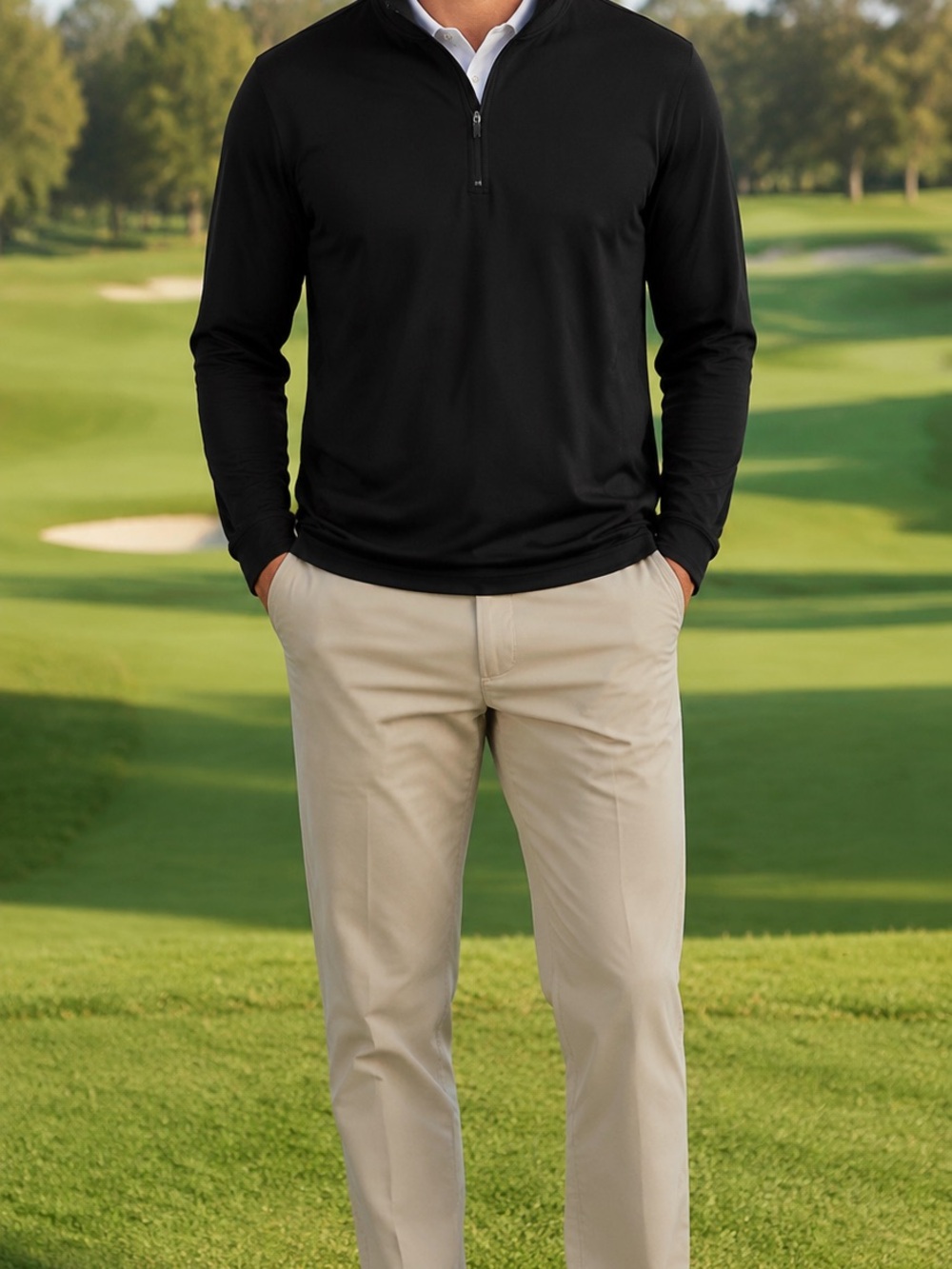 J. Crew Men's Black Quarter-Zip Performance Pullover coolmax